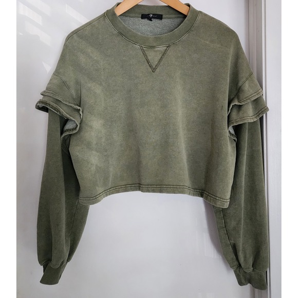7 For All Mankind Tops - 7 For All Mankind Womens Sweatshirt M Pullover Green